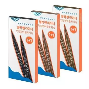 Подводка для глаз Wake Make Iron Wall Pen 1+1 с фиксацией без размазывания, темно-коричневая, 1 шт.