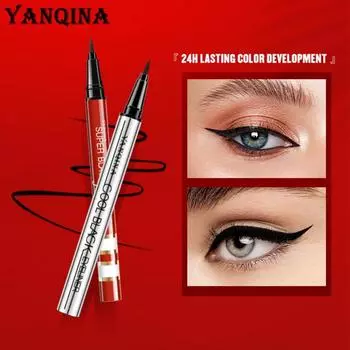 Подводка для глаз YANQINA Silver Pipe, сухой макияж, крутая черная водостойкая подводка для глаз с большими глазами 1PCS белый