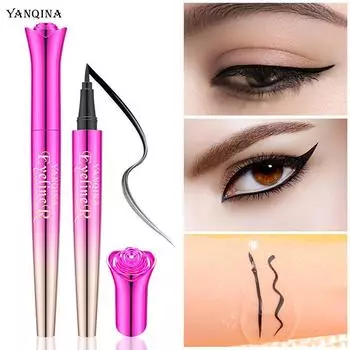 Подводка для глаз YANQINA водонепроницаемая, устойчивая к поту, крутая черная, быстросохнущая и не размазывающаяся жидкая подводка для глаз Rose Scepter 1g