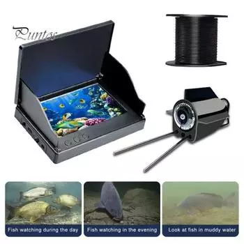 Подводная камера для рыбалки с экраном 4,3 дюйма, эхолотом с ночным видением, широкоугольным обзором 220 градусов, водонепроницаемостью IP68, высокой четкостью, для озерной лодки, каяка 15M