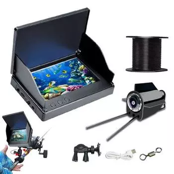 Подводная камера для рыбалки с экраном 4,3 дюйма, эхолотом с ночным видением, широкоугольным обзором 220 градусов, водонепроницаемым корпусом IP68, высокой четкостью изображения для наблюдения за озером и лодкой 15M