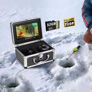 Подводная камера для рыбалки с DVR, 7-дюймовая портативная камера для подледной рыбалки с IPS-монитором, 720P, эхолот для подледной рыбалки на озере и лодке (15м/50футов)