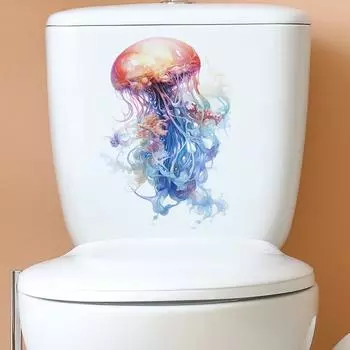Подводная мечта Медуза Туалет с ванной комнатой Ванная комната Украшения Дома Наклейка на стену 21*29CM/fun-m77