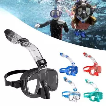 Подводное плавание с маской и трубкой, полулицевая детская маска для плавания, набор респираторных масок для подводного плавания, противотуманные, безопасное дыхание для взрослых S/M