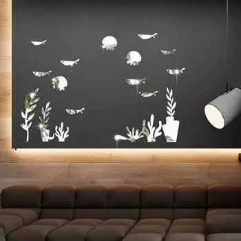Подводные акриловые трехмерные зеркальные настенные наклейки для спален, ресторанов, креативных стен в тематике небольших рыбных магазинов