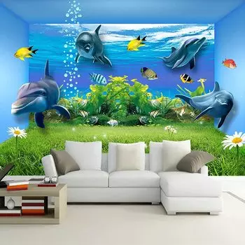 Подводный мир дельфин обои красивый океан фреска постер 3D спальня кабинет фон настенная живопись 200 cm(W) x 140 cm(H)