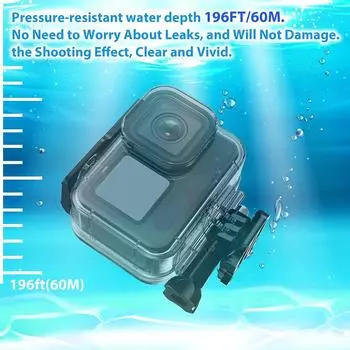 Подводный водонепроницаемый бокс для дайвинга Защитный чехол подходит для GoPro Hero 12 11 10 9