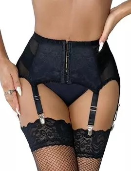 Подвязка для чулок с цветочным принтом, нижнее белье с застежкой из нержавеющей стали [comeondear] Пояс, сексуальный, размер, нижнее белье, кружево, женский, эластичный, пояс, комплект, нескользящий,
