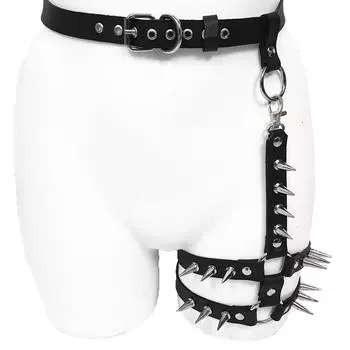 Подвязка для ног из черной искусственной кожи в стиле готик-панк - модный аксессуар для фестивалей и вечеринок one size чёрный