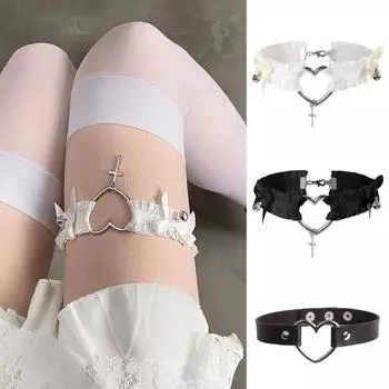 Подвязки в стиле панк, модные регулируемые кольца для косплея, бондаж в форме сердца, бант, перекрестное кольцо на ногу, ювелирные изделия