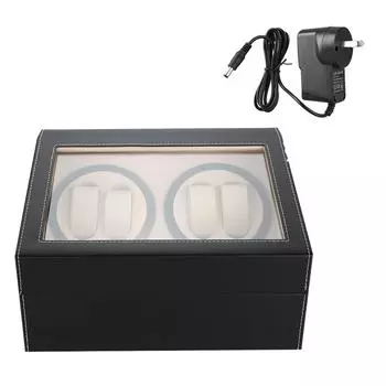 Подзаводчик для 4 автоматических часов 6 сеток футляр для хранения часов бесшумный мотор (Черный+ )