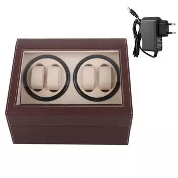 Подзаводчик для 4 автоматических часов 6 сеток футляр для хранения часов тихий мотор EU коричневый