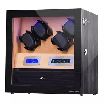 Подзаводная машина 4-х заводная автоматическая подзаводная машина для часов Подзаводная машина для часов Футляр для хранения часов Японский мотор Mabuchi Бесшумный роскошный прочный ЖК-сенсорный экран со светодиодами серый