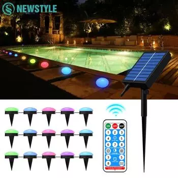 Подземный светильник на солнечных батареях, светодиодная RGB-светильник, встроенная в землю гирлянда, 8,5 м, 15 светодиодов, ландшафтное освещение, водонепроницаемый декор, садовая палуба, дорожка