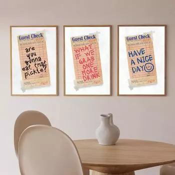 Поедание маринованных огурцов, чек для гостей, плакат, печатная кухонная цитата, картина, современная картина маслом, ресторан 21cm30cm NoFrame