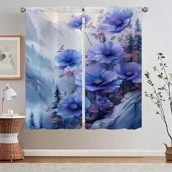 Poetry of Violets Shade Curtain Living Room Decoration Modern Home Decoration Pink Curtains for Living Room 2 Elegant Pieces W50xH70cmx2pcs-CL