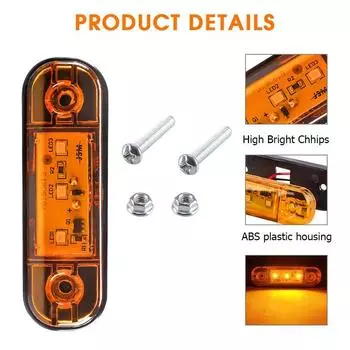 Погодостойкий и ударопрочный 3-светодиодный габаритный фонарь для грузовиков и фургонов белый