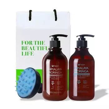 Pogonia Moringa Black Tulip Шампунь 500 мл + Лечение 500 мл + Пенная щетка для кожи головы Подарочный набор для волос, 1 комплект, набор популярной корейской косметики