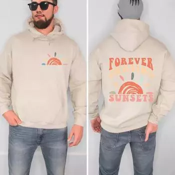 Погоня за закатами 3D цифровая печать толстовка тренд мода с капюшоном мужская и женская толстовка с капюшоном топ M белый