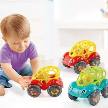 Погремушка для новорожденных Bobo Car 3-12 месяцев Мягкая резиновая игрушка для малышей красный