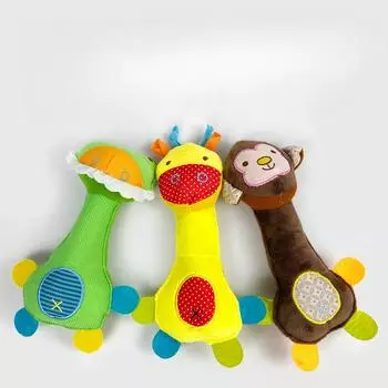 Погремушка для собак, мягкая игрушка со звуком, устойчивая к укусам, игрушка для собак в виде обезьяны, оленя и динозавра 23cm