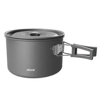 Походная кастрюля из алюминиевого сплава, походная посуда со складной ручкой для пикника на природе 1L