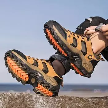 Походные ботинки Ботильоны Повседневные кроссовки Мокасины Круглый носок Повседневная обувь Модная кожаная обувь Низкая обувь Нескользящая обувь 36 серый