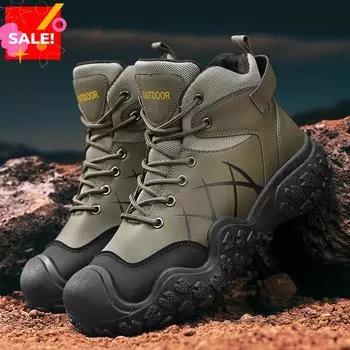 Походные ботинки Мужские зимние походные ботинки Уличная спортивная обувь Нескользящие износостойкие высокие ботинки для мужчин 39 чёрный