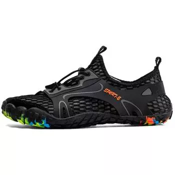 Походные кроссовки, мужские быстросохнущие водные кроссовки, нескользящая дышащая уличная спортивная обувь 35 чёрный