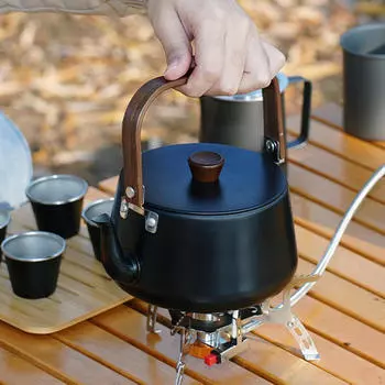 Походный чайник для костра, легкий кувшин для воды на открытом воздухе для кипячения в путешествии серый