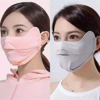Походный висячий ушной вкладыш для женщин УФ-защита маска для лица Ice Silk маска солнцезащитная маска для лица шарф серый