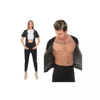 Похудение Похудение Потение Термокостюм С Молнией И Колготками Потение Костюм Тепловой Сауна Костюм 2XL чёрный