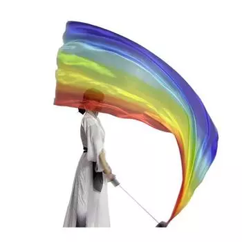 Пои для танца живота Вуаль из искусственного шелка Шар для пои Метательные шары Шарф Пои Лента Стример Разноцветная шелковистая лента D