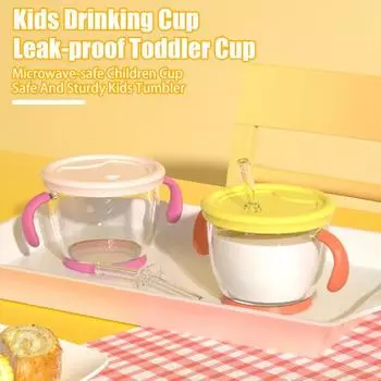 Поильник с ручками, поильник для младенцев и малышей, емкость, силиконовая трубочка, удобная ручка, мини-чашка, многоразовый розовый