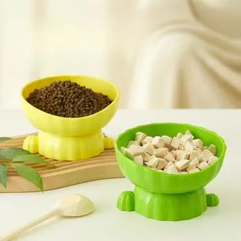 Поилка для кактуса для домашних животных Миска для кормления Защита шеи Наклонная миска для корма для собак Миска для домашних животных Кормовые принадлежности Миска для риса для кошек 14.2*9cm