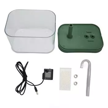 Поилка для кошек, автоматический тихий USB-питание, прозрачный диспенсер для воды для домашних животных с коленчатой трубкой 1,5 л зелёный