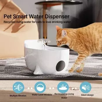 Поилка для кошек Живая циркуляция воды Интеллектуальный автоматический поилка для домашних животных Поилка для собак Диспенсер для воды для кошек и собак