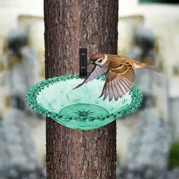 Поилка для птиц с настенным креплением для легкой установки, прозрачная миска для кормления на открытом воздухе синий