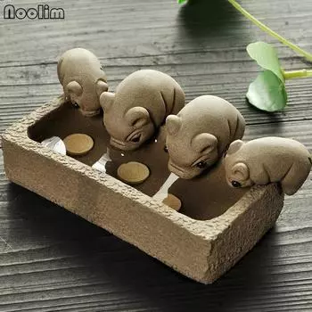 Поилка для свиньи, резная ручная работа, китайское народное искусство, декор из фиолетовой глины, поделки, украшения для чая и домашних животных