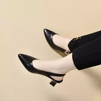 Pointed empty sandals women s summer new Baotou high heels simple temperament two height women s fashion shoes 34