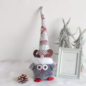 Pointed Hat Owl Desktop Decoration Creative Long Hat Elf Doll Window Festival Supplies F2-14 Grey Body