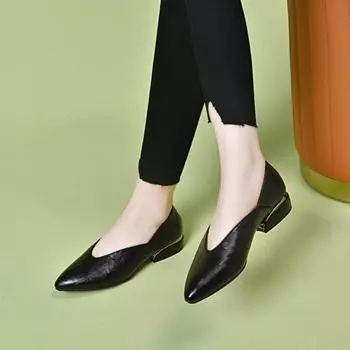 pointed head shallow mouth single shoes women s spring new simple and generous two height one pedal work shoes 34