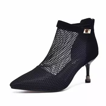 Pointed high heels women s shoes spring new sexy mesh single shoes rear zipper stiletto fashion shoes 34