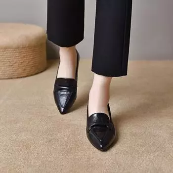 Pointed high heels women s spring new thin heels elegant shallow mouth single shoes professional work shoes commuter leather shoes 34