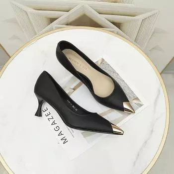 Pointed high heels women s stiletto single shoes shoes super high heels sexy color matching kitten heel new light mouth 6288-11 34 чёрный