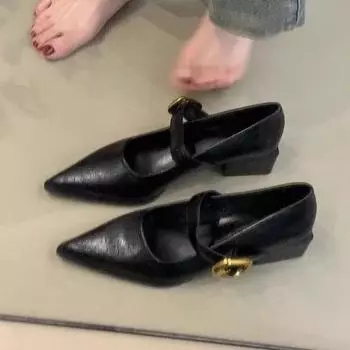 Pointed Mary Jane shoes women s spring new versatile comfortable super thick heel word with shallow mouth fashion shoes 35