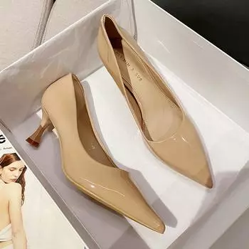 Pointed single shoes 2025 new small heels high heels late evening breeze gentle stiletto temperament women s shoes G6288-65 35 чёрный
