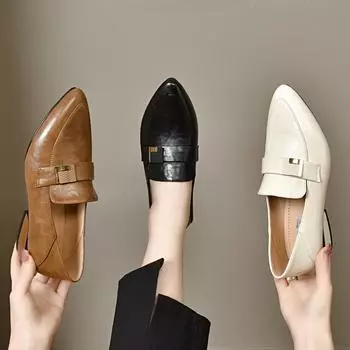 Pointed single shoes women s spring new simple temperament work shoes two kinds of height shallow mouth dress shoes 34