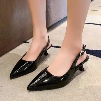Pointed thin heel bag head sandals autumn new temperament buckle commuter shoes light mouth empty high heel sandals 35