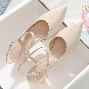 Pointed toe bag head sandals women s spring and summer new versatile and not tired foot size thick heel single shoes 34
